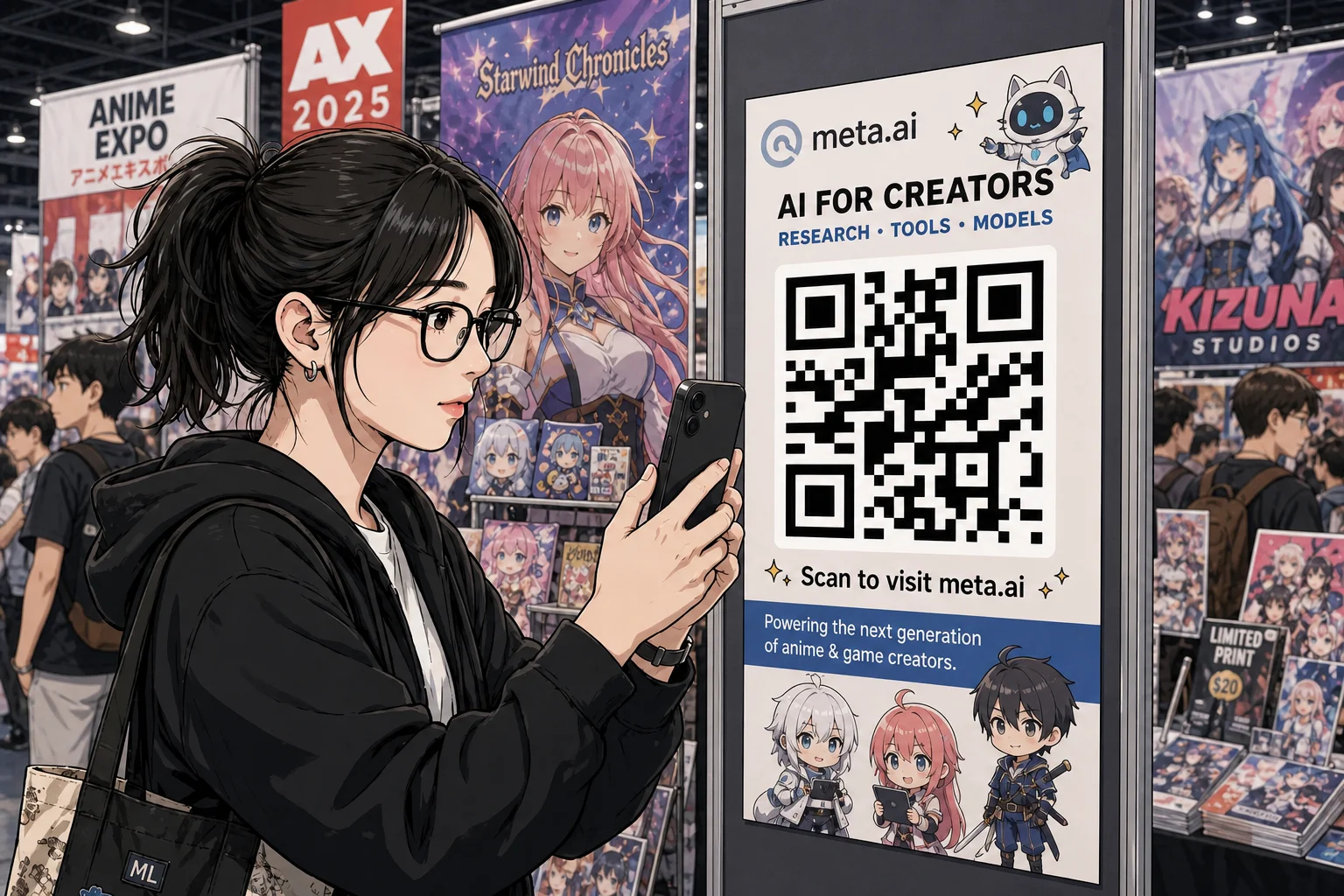 AI generated muse image conference qr code manhwa scene pre